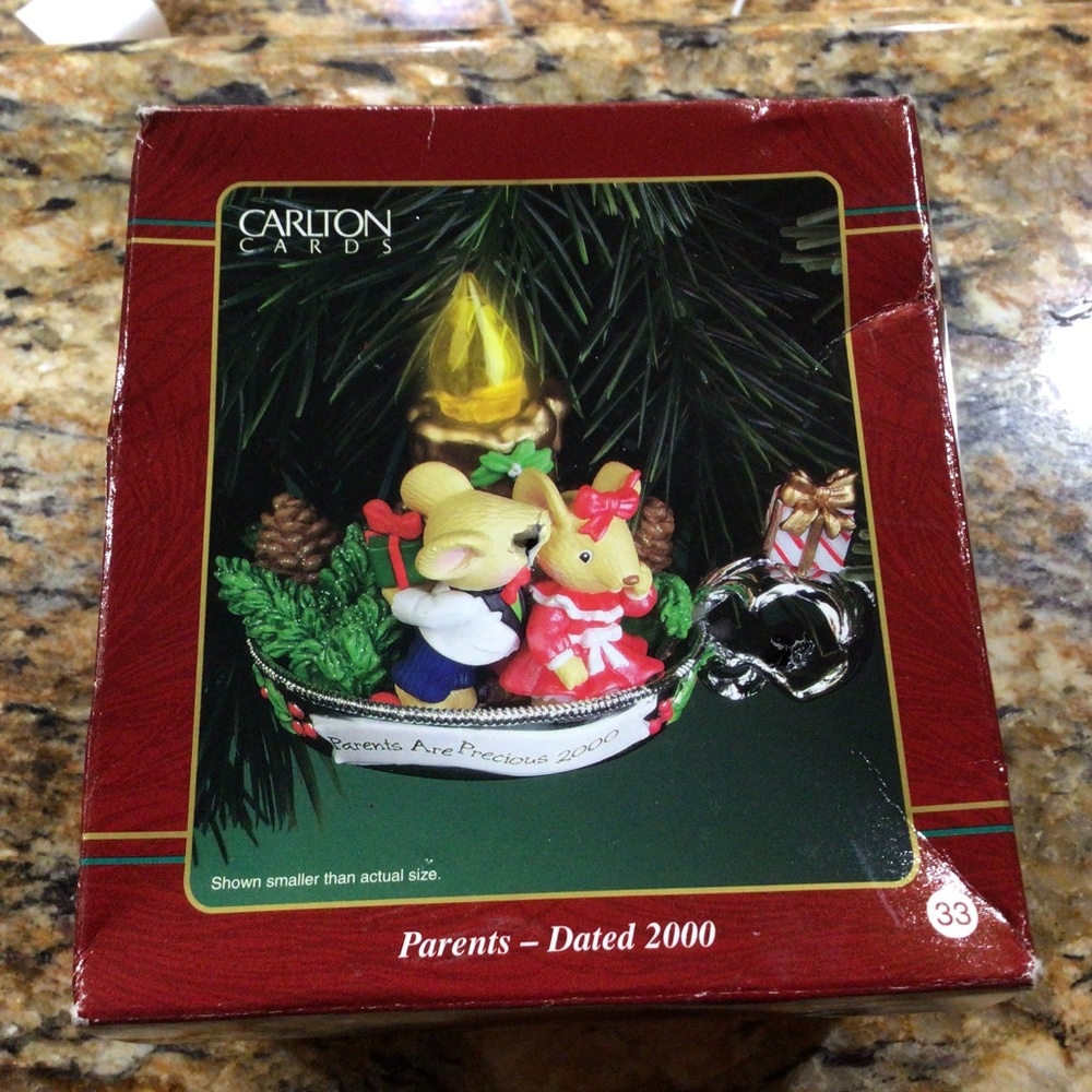 Heirloom collection Christmas ornaments. Parents dated 2000